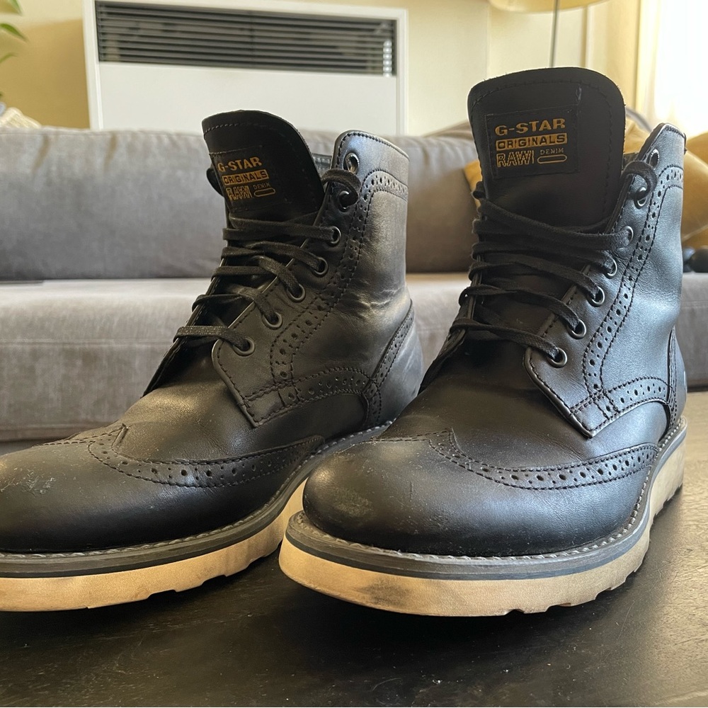 G-Star Raw Black Brogue Boots US 7 mens